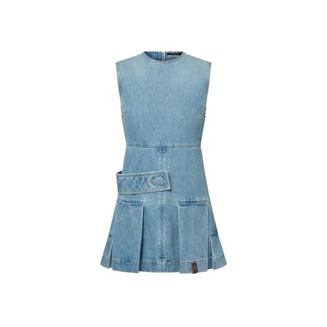 Denim Button Tab Pleat Dress 